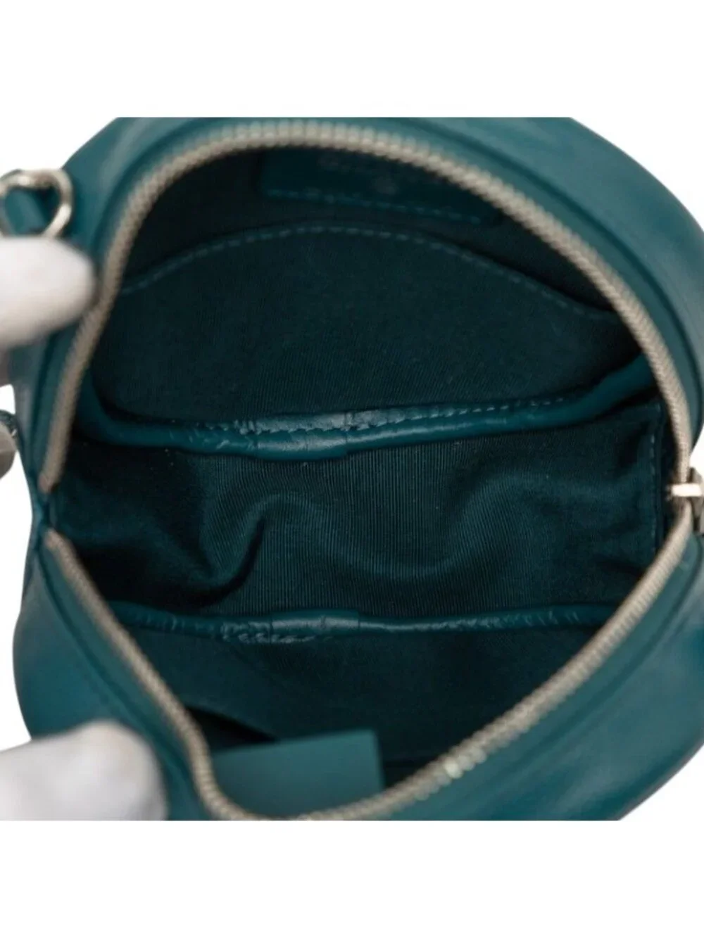 Chanel Quilted CC Logo Mini Chain Classic Shoulder Bag Green Caviar Leather